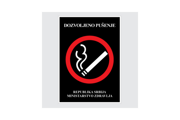 NALEPNICA DOZVOLJENO PUŠENJE MALA